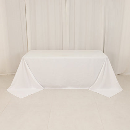 Cotton Blend Rectangle Tablecloth 90"x132" White with Seamless Wrinkle-Resistant Finish - Refined Decor for Weddings