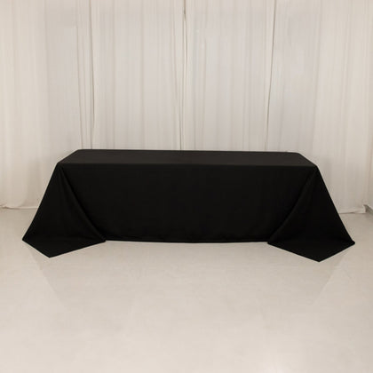 Cotton Blend Rectangle Tablecloth 90"x156" Black with Seamless Wrinkle-Resistant Finish Table Cover
