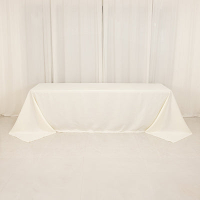 Cotton Blend Rectangle Tablecloth 90"x156" Ivory with Seamless Wrinkle-Resistant Finish Table Cover