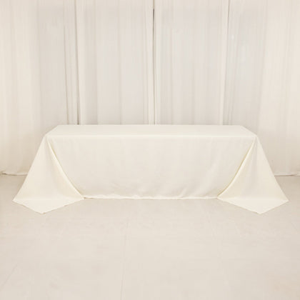 Cotton Blend Rectangle Tablecloth 90"x156" Ivory with Seamless Wrinkle-Resistant Finish Table Cover