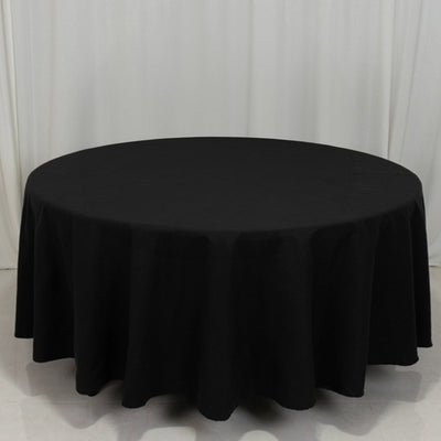 Cotton Blend Round Tablecloth 108" Black - Wrinkle-Resistant Finish Table Cover