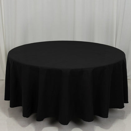 Cotton Blend Round Tablecloth 108" Black - Wrinkle-Resistant Finish Table Cover