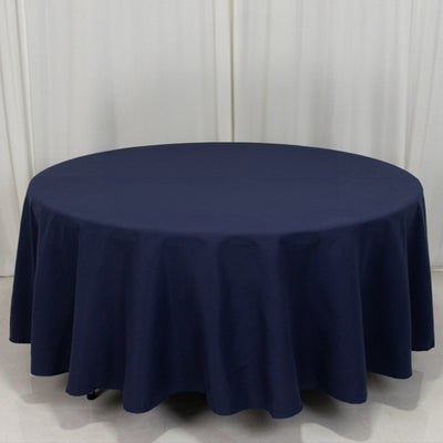 Cotton Blend Round Tablecloth 108" Navy Blue - Wrinkle-Resistant Finish Table Cover
