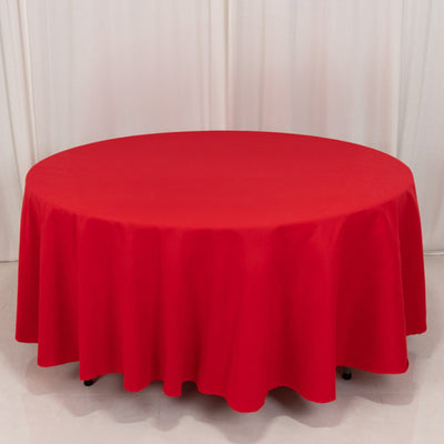 Cotton Blend Round Tablecloth 108" Red - Wrinkle-Resistant Finish Table Cover