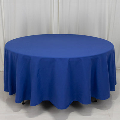 Cotton Blend Round Tablecloth 108" Royal Blue - Wrinkle-Resistant Finish Table Cover