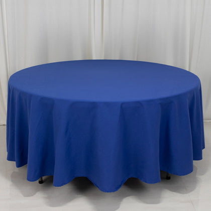 Cotton Blend Round Tablecloth 108" Royal Blue - Wrinkle-Resistant Finish Table Cover