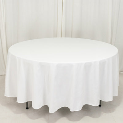 Cotton Blend Round Tablecloth 108" White - Wrinkle-Resistant Finish Table Cover for Weddings and Events