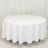 Round white table with a tablecloth in studio setting