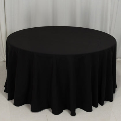 Cotton Blend Round Tablecloth 120" Black - Wrinkle-Resistant Finish Seamless Table Cover