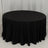 Black round tablecloth with elegant draping for formal events and dining.