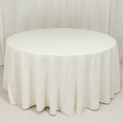 Cotton Blend Round Tablecloth 120" Ivory - Wrinkle-Resistant Finish Seamless Table Cover