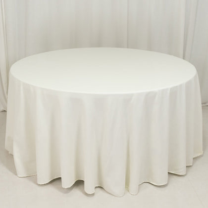 Cotton Blend Round Tablecloth 120" Ivory - Wrinkle-Resistant Finish Seamless Table Cover