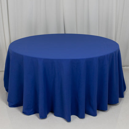 Cotton Blend Round Tablecloth 120" Royal Blue - Wrinkle-Resistant Finish Seamless Table Cover