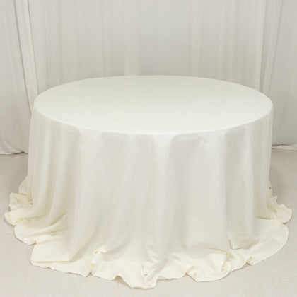 Cotton Blend Round Tablecloth 132" Ivory - Wrinkle-Resistant Finish Seamless Table Cover