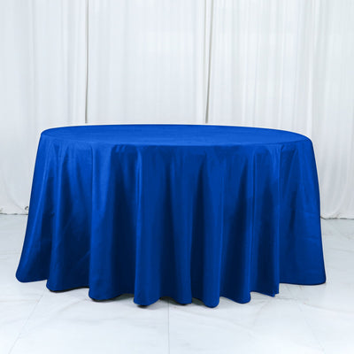 Cotton Blend Round Tablecloth 132" Royal Blue - Wrinkle-Resistant Finish Seamless Table Cover