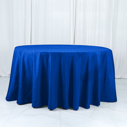 Cotton Blend Round Tablecloth 132" Royal Blue - Wrinkle-Resistant Finish Seamless Table Cover