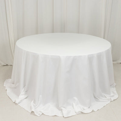 Cotton Blend Round Tablecloth 132" White - Wrinkle-Resistant Finish Seamless Table Cover for Banquets and Gatherings