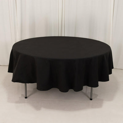 Cotton Blend Round Tablecloth 90" Black with Wrinkle-Resistant Fabric Table Cover
