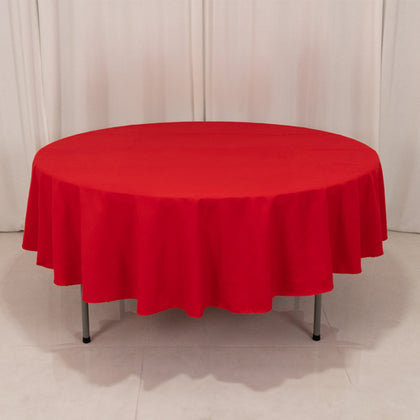 Cotton Blend Round Tablecloth 90" Red with Wrinkle-Resistant Fabric Table Cover