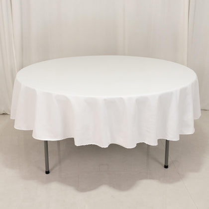 Cotton Blend Round Tablecloth 90" White with Wrinkle-Resistant Fabric - Perfect for Daily and Formal Use