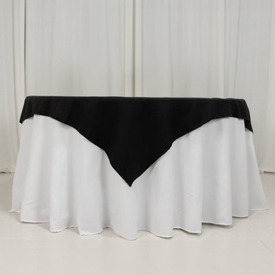 Cotton Blend Square Table Overlay 54"x54" Black - Wrinkle-Resistant, Sleek and Durable Table Topper for Everyday Use