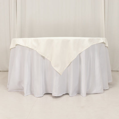 Cotton Blend Square Table Overlay 54"x54" Ivory - Wrinkle-Resistant and Durable Table Topper