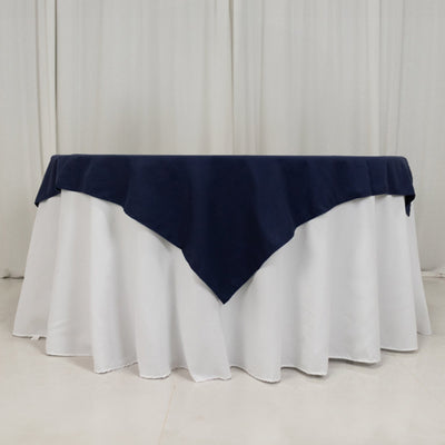 Cotton Blend Square Table Overlay 54"x54" Navy Blue - Wrinkle-Resistant and Durable Table Topper