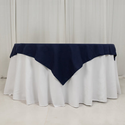 Cotton Blend Square Table Overlay 54"x54" Navy Blue - Wrinkle-Resistant and Durable Table Topper