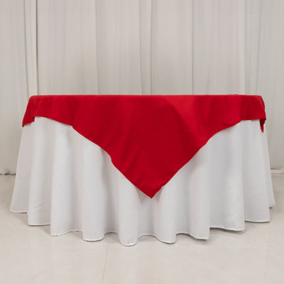 Cotton Blend Square Table Overlay 54"x54" Red - Wrinkle-Resistant and Durable Table Topper