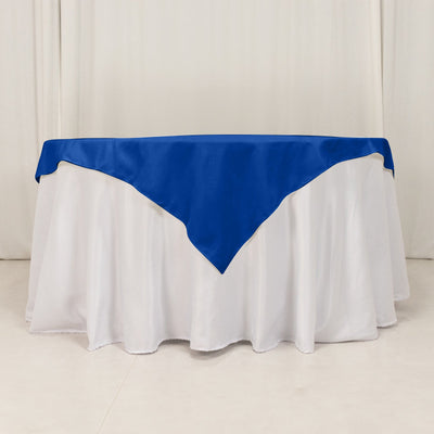 Cotton Blend Square Table Overlay 54"x54" Royal Blue - Wrinkle-Resistant and Durable Table Topper