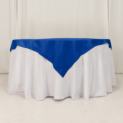 Cotton Blend Square Table Overlay 54"x54" Royal Blue - Wrinkle-Resistant and Durable Table Topper