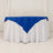 Blue tablecloth draped over a white table.