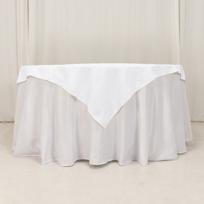 Cotton Blend Square Table Overlay 54"x54" White - Wrinkle-Resistant and Durable Table Topper