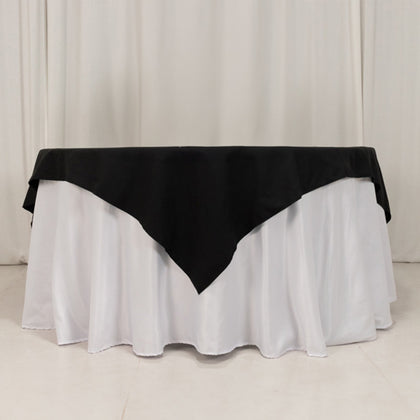 Cotton Blend Square Table Overlay 70"x70" Black with Wrinkle-Resistant Tablecloth Topper