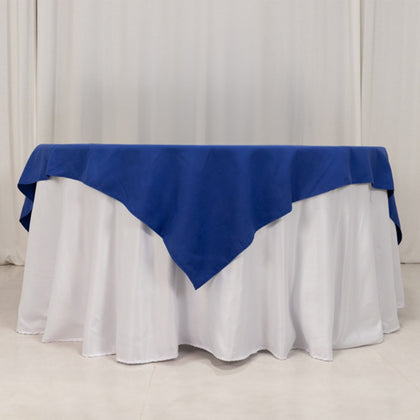 Cotton Blend Square Table Overlay 70"x70" Royal Blue with Wrinkle-Resistant Tablecloth Topper
