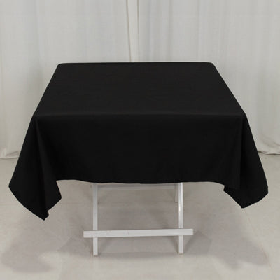 Cotton Blend Square Tablecloth 54"x54" Black - Wrinkle-Resistant, Sleek and Durable Table Cover for Everyday Use
