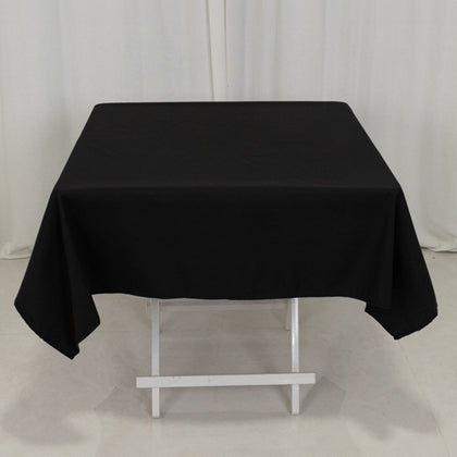 Cotton Blend Square Tablecloth 54"x54" Black - Wrinkle-Resistant, Sleek and Durable Table Cover for Everyday Use