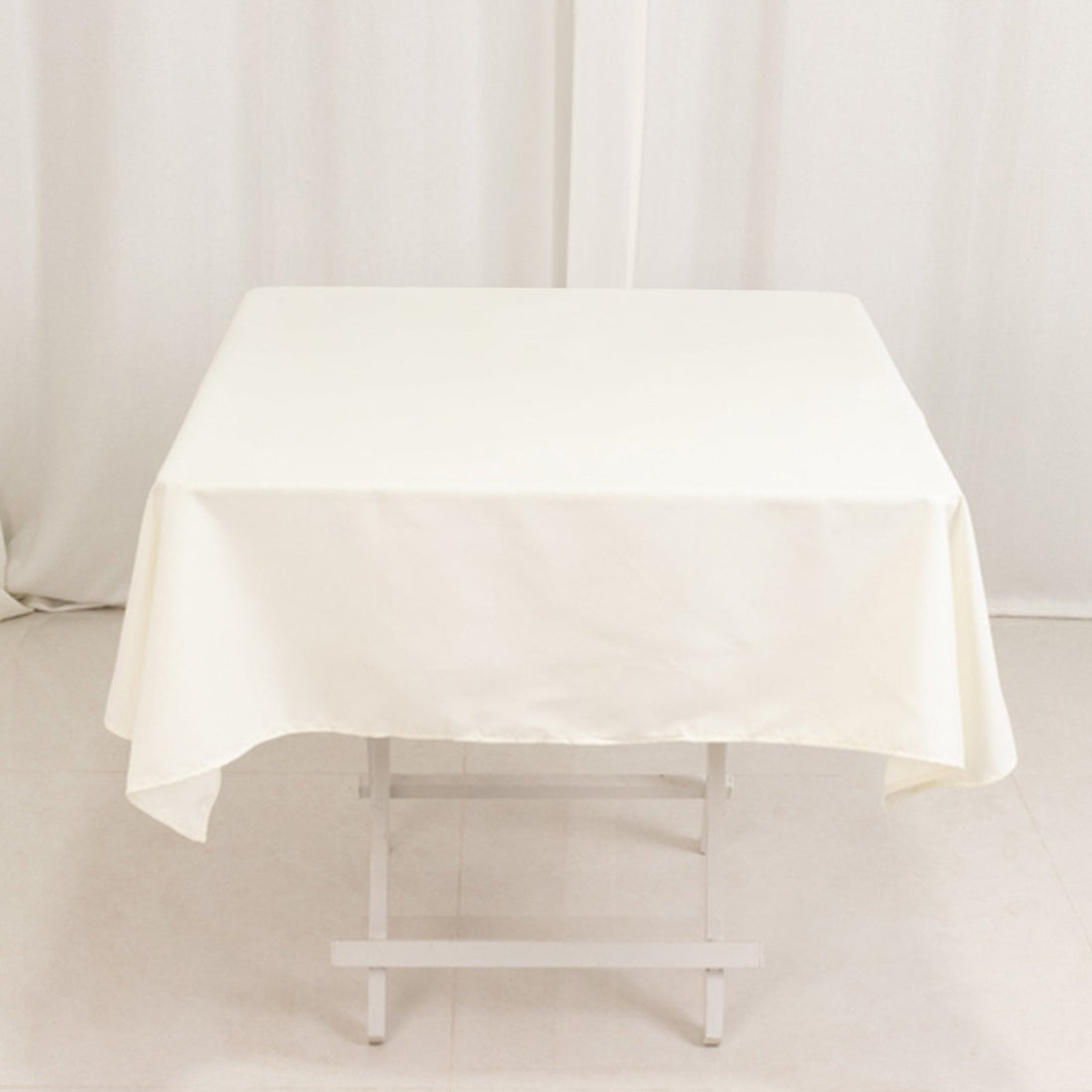Ivory cotton blend square table cover