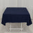 Navy blue tablecloth on a white folding table