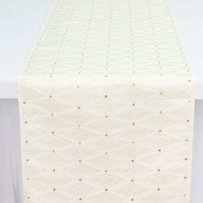 Cream textured tie with gold polka dot pattern