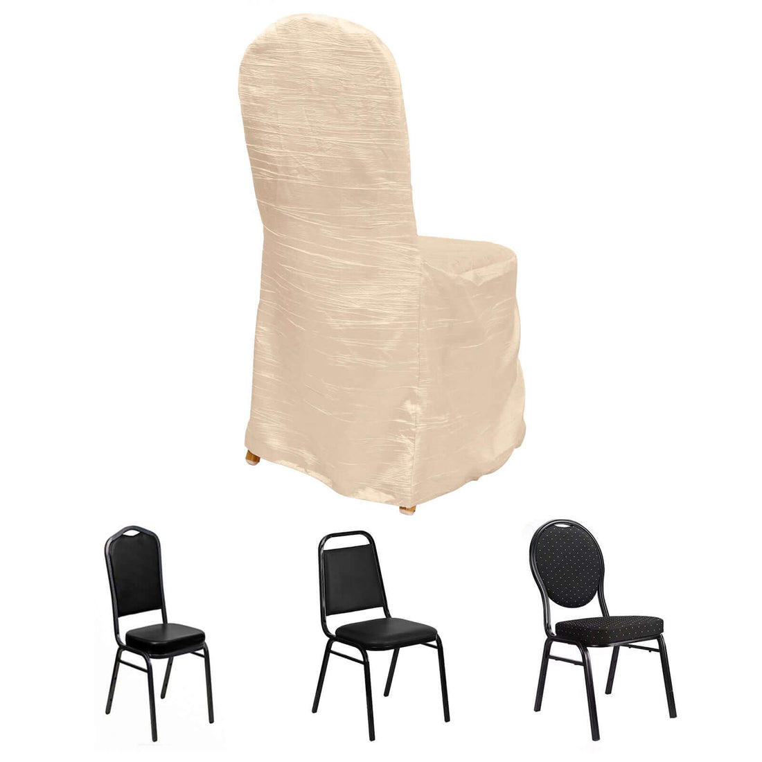 Set of four chairs including a covered banquet chair