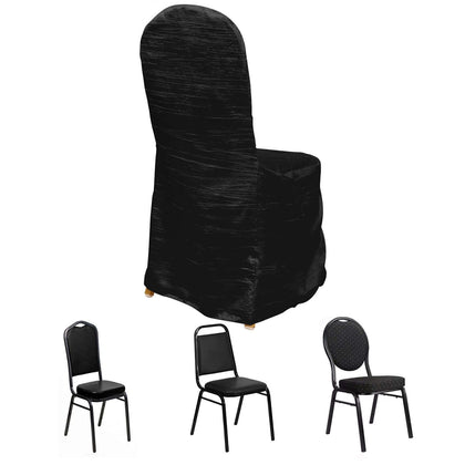 Crinkle Crushed Taffeta Banquet Chair Cover Black - Reusable Slipcover