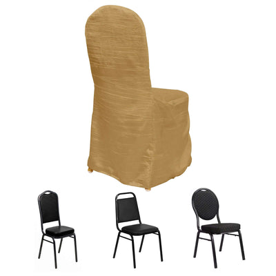Crinkle Crushed Taffeta Banquet Chair Cover Gold - Reusable Slipcover
