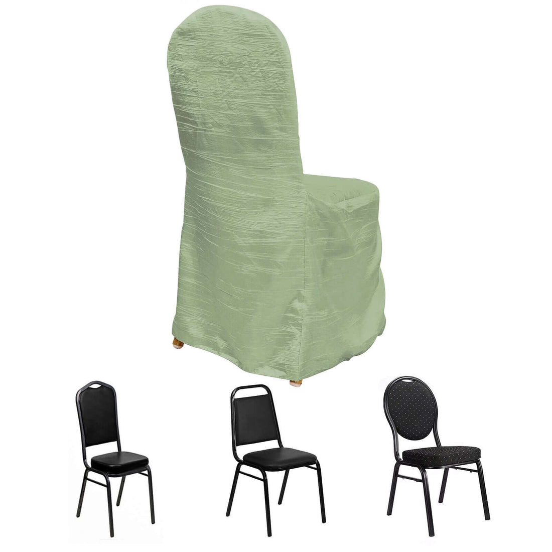 Green chair cover with three different chair styles displayed below it.