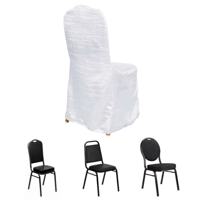 Crinkle Crushed Taffeta Banquet Chair Cover White - Reusable Graceful Design for Weddings