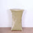 Gold spandex table cover on a round cocktail table