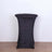 Black stretch table cover for round tables, ideal for events and parties.