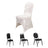 Four types of dining chairs including a white stretch cover chair.