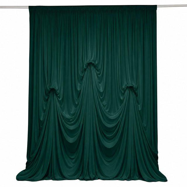 Spandex Pre-Sewn Dramatic Drape Backdrop Curtain – 13ft × 20ft Hunter Emerald Green 4-Way Stretch Wrinkle-Free Panel with 3 Adjustable Ribbon Ties