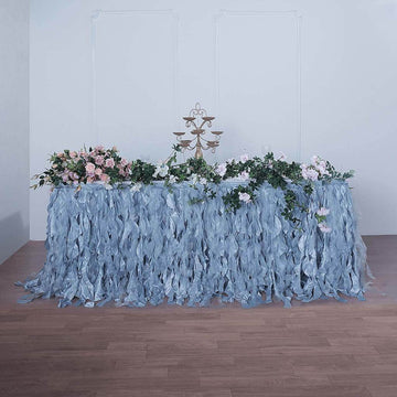 Elegant Dusty Blue Table Skirt for Stunning Wedding Table Decor